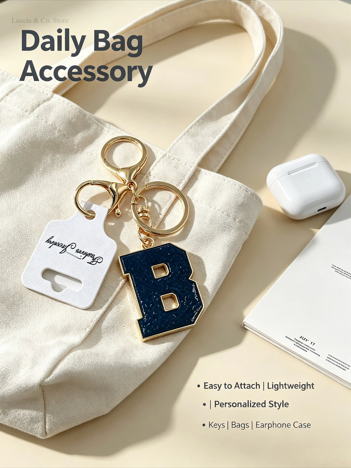Enamel 26 Alphabet Letter Keychain Pendant Versatile Portable Letter Keyring Charm Decor for Bracelet Necklace Bag Mini Gift