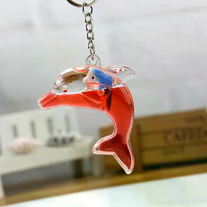 Floating Dolphin Keychain For Car Keys Ring Cute Whale Ocean Pendant Accessories Women Bag Charms Pendant Gift