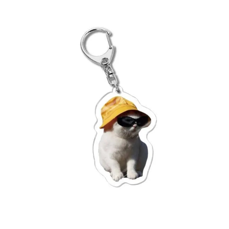 Cat Meme Acrylic Charm Keychain