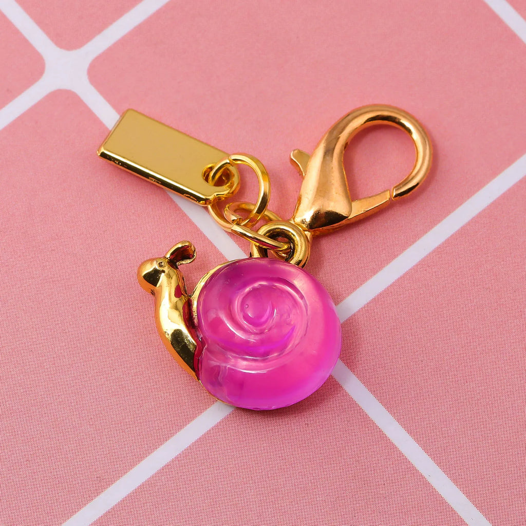 Pink Snail Keychain Charm with Lobster Clasp