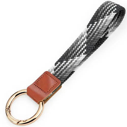 Braided Elastic Wristlet Keychain with Split Ring
