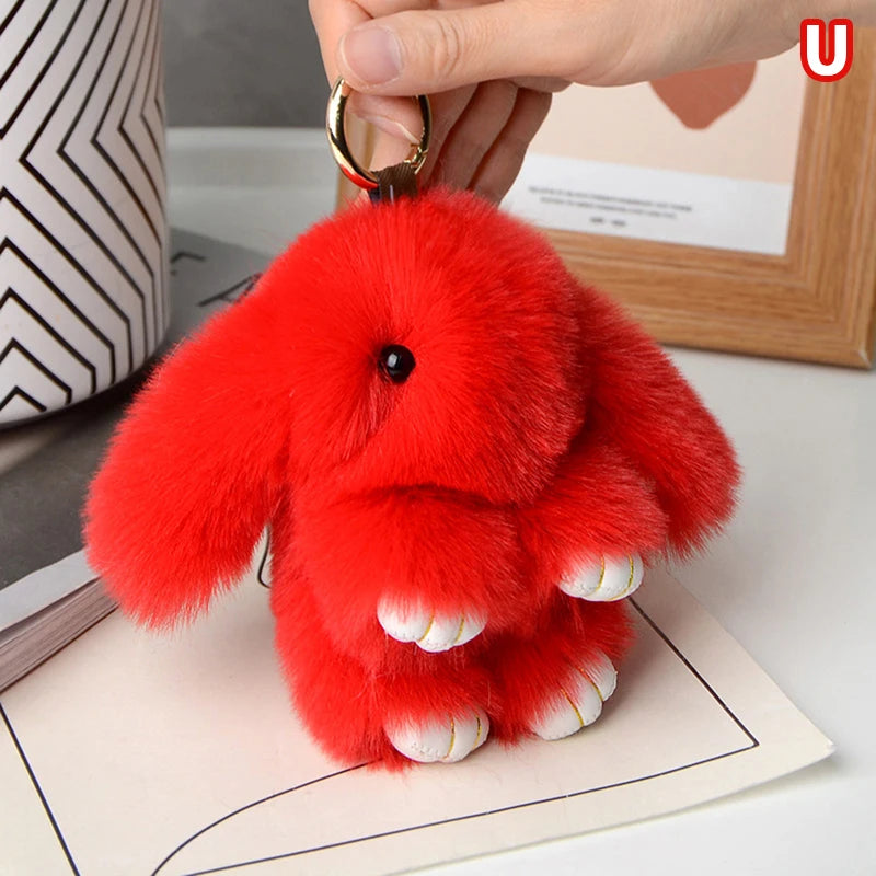 Plush Bunny Bag Charm with Gold-Tone Spring Ring