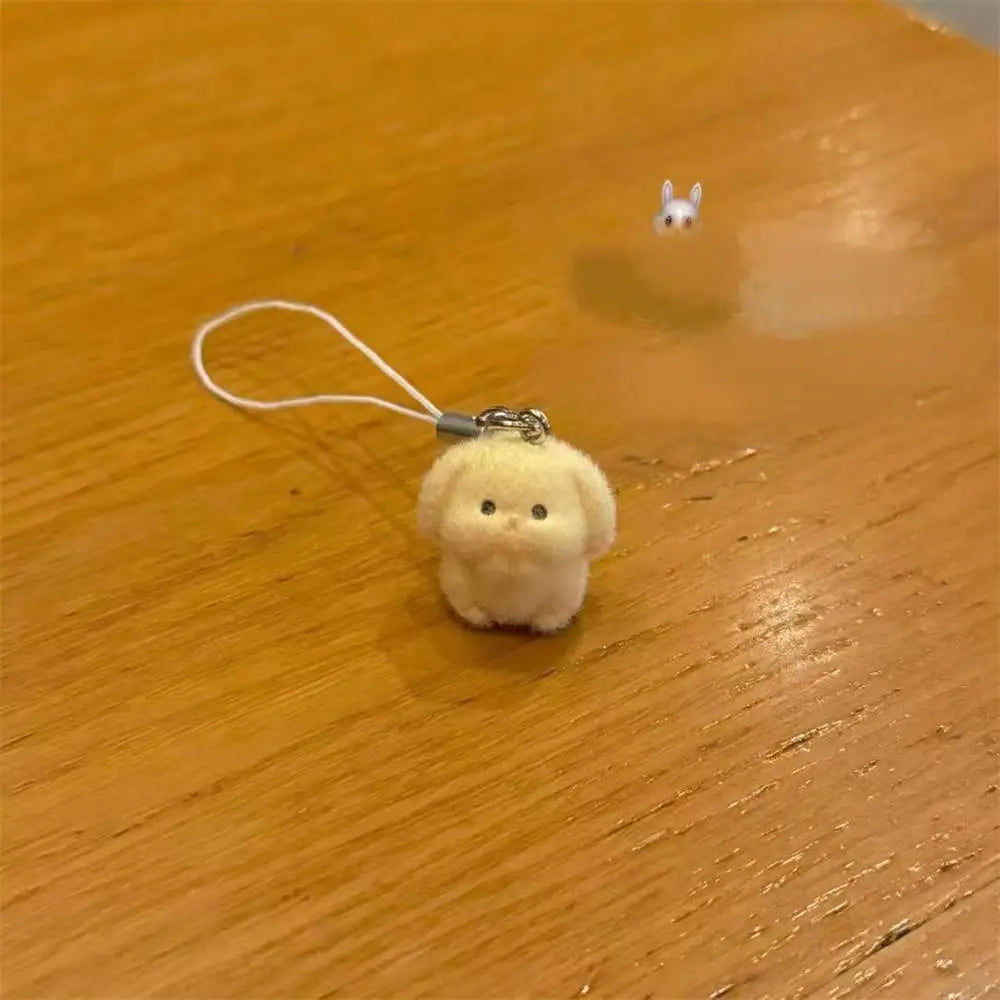 Flocked Rabbit Keychain Pendant
