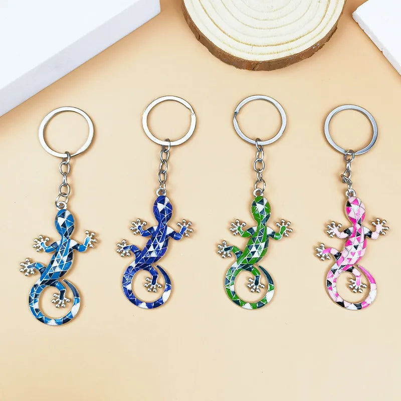 Enamel Gecko Lizard Keychain in Zinc Alloy