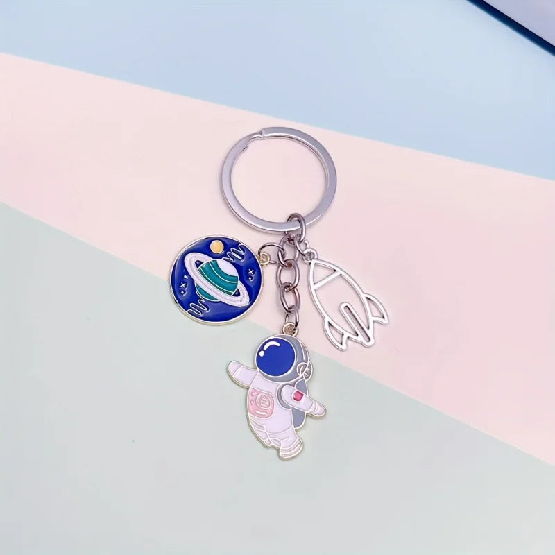 Astronaut and Rocket Space Charm Keychain