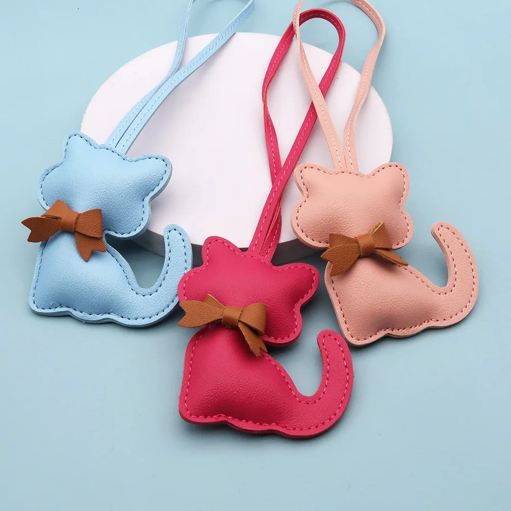 Cat-Shaped PU Leather Keychain