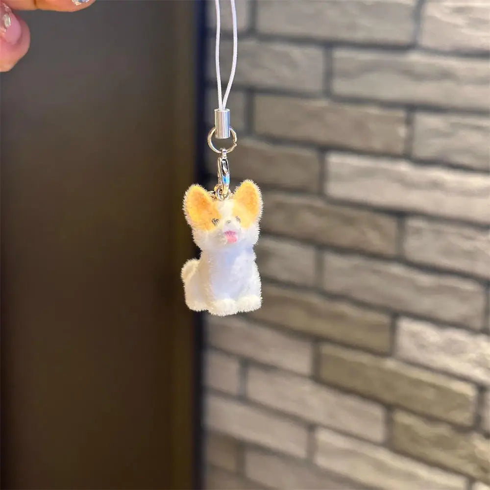 Flocked Rabbit Keychain Pendant