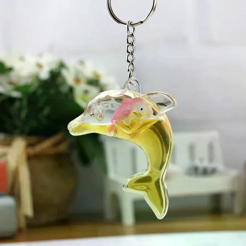 Floating Dolphin Keychain For Car Keys Ring Cute Whale Ocean Pendant Accessories Women Bag Charms Pendant Gift