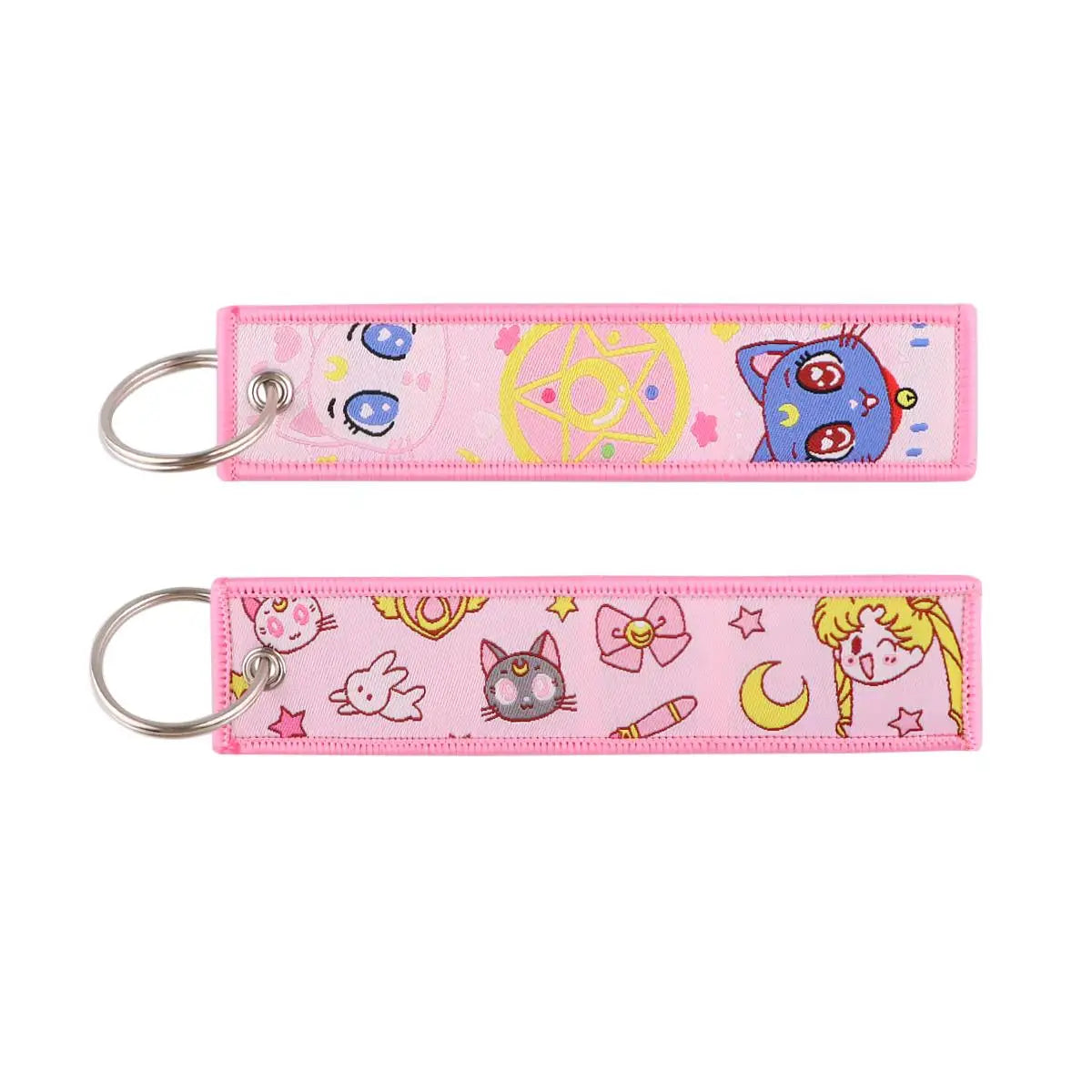 Embroidered Anime Cat Fabric Key Tag