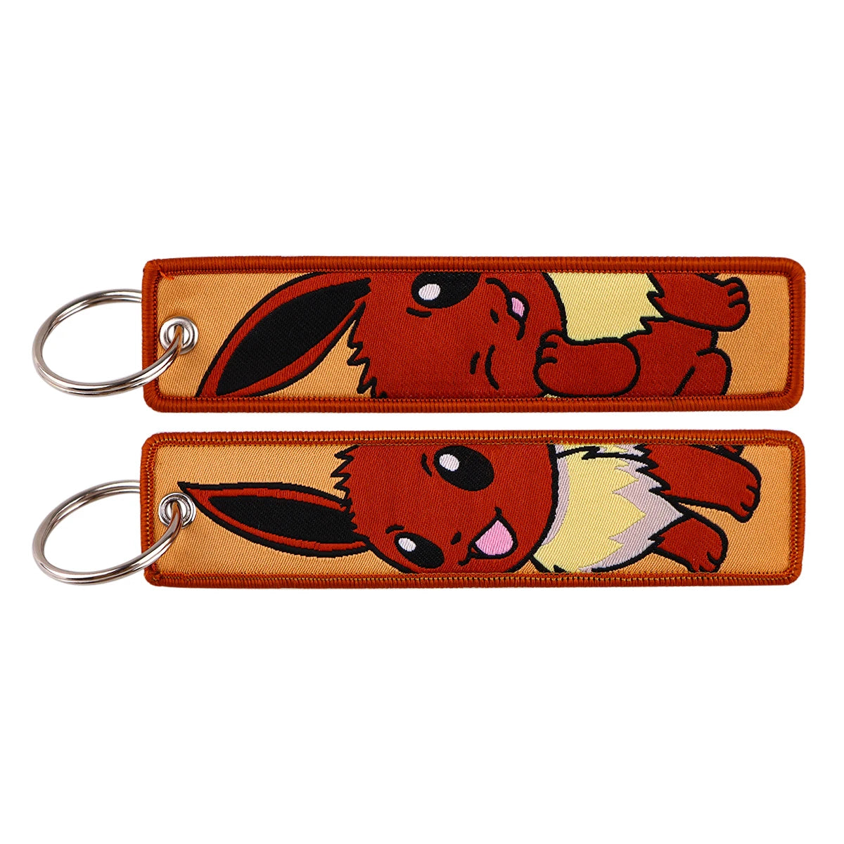 Double-Sided Embroidered Key Tag with Metal Hardware