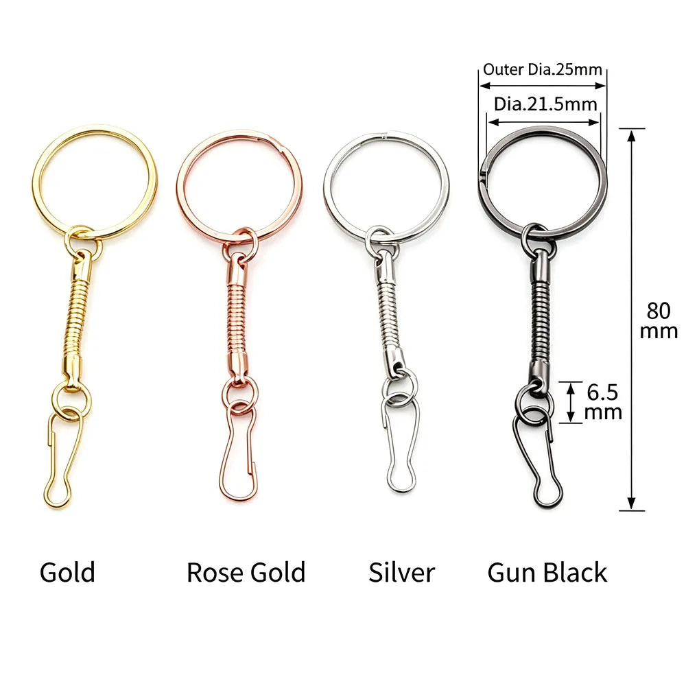 Snake-Chain Key Ring, Spring Snap Hook, Snake-Bone Anti-Loss Lanyard, Metal Key Chain, USB Drive Lanyard, hardware Accessories F