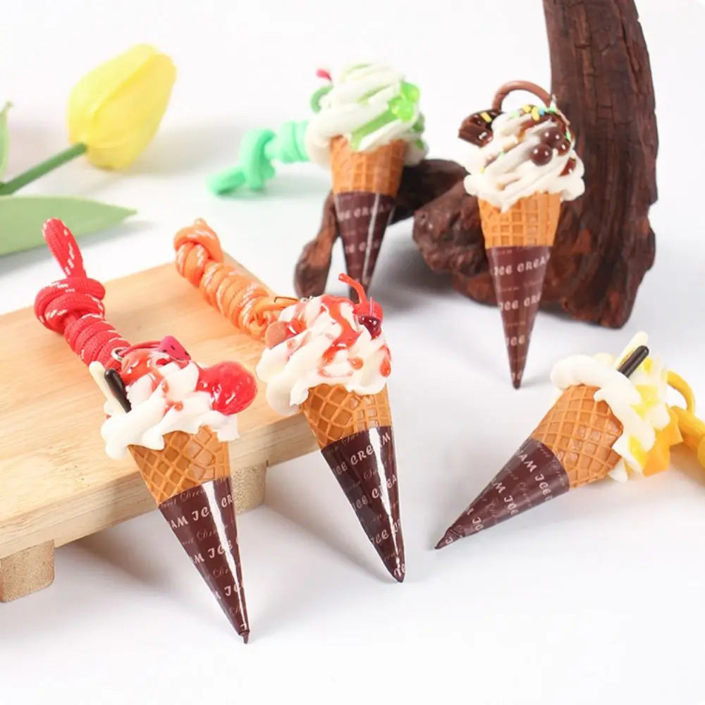 Realistic Ice Cream Dessert Charm Keychain