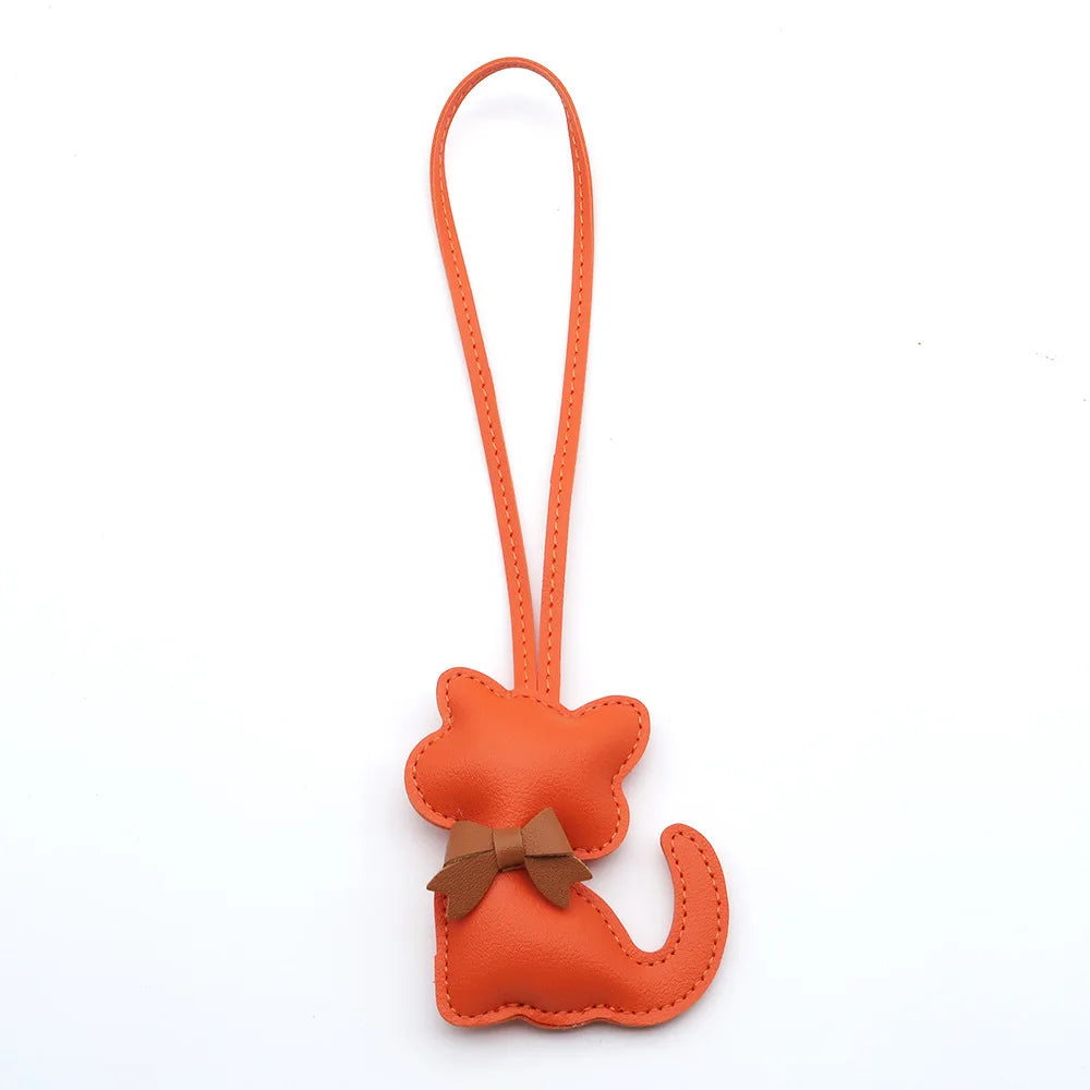 Cat-Shaped PU Leather Keychain