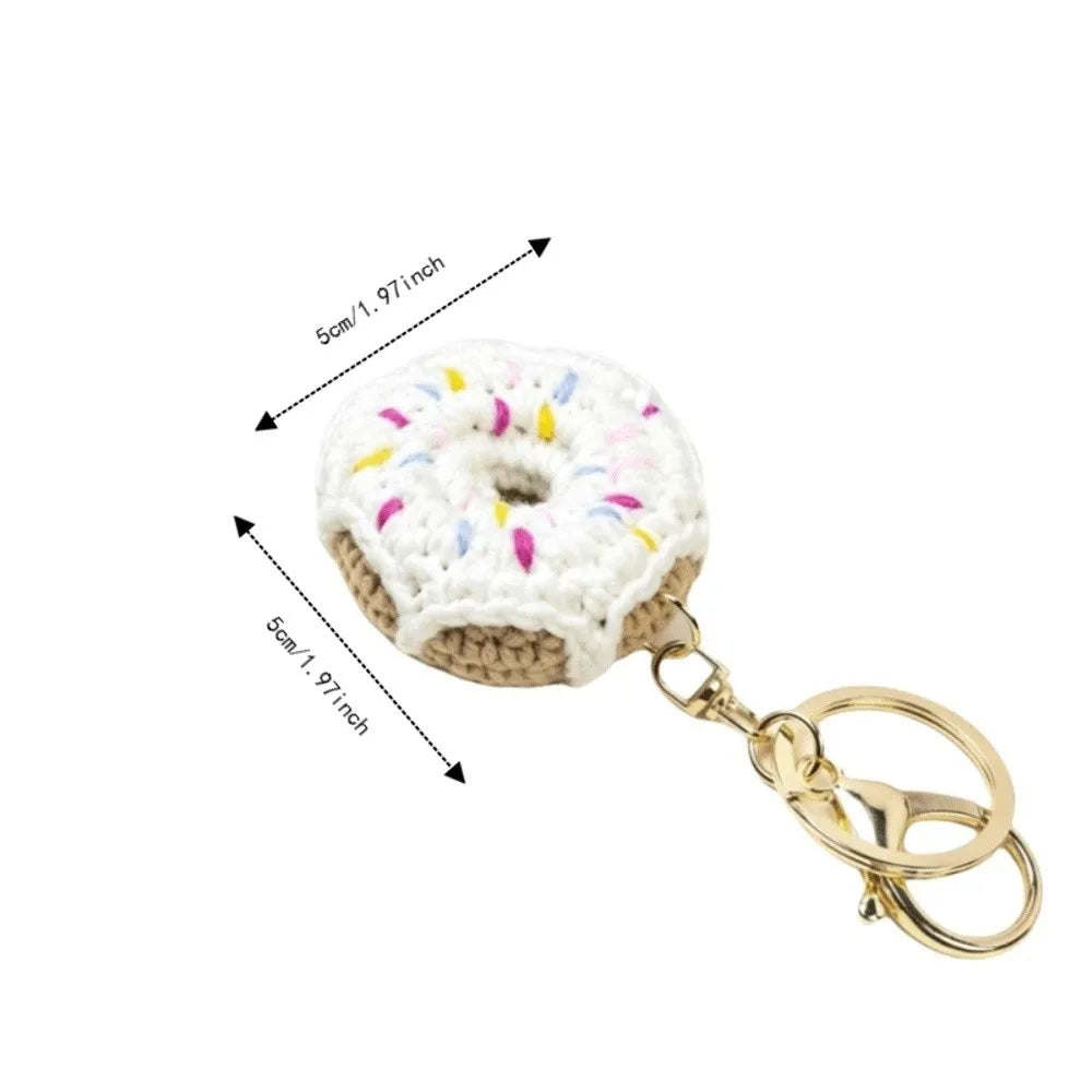 Crochet Donut Keychain with Zinc Alloy Clasp