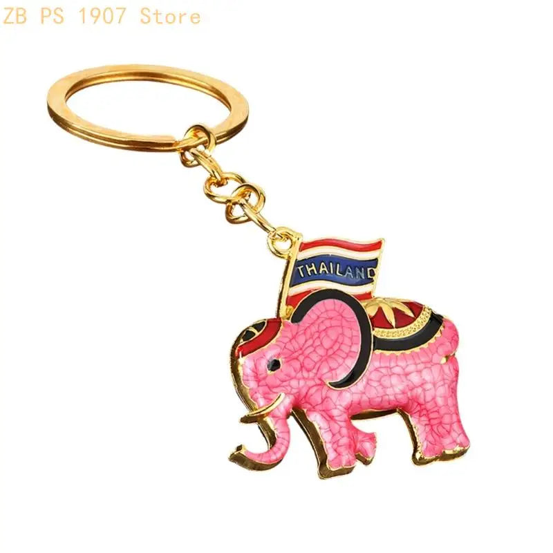 Elephant Charm Keychain with Gold-Tone Finish