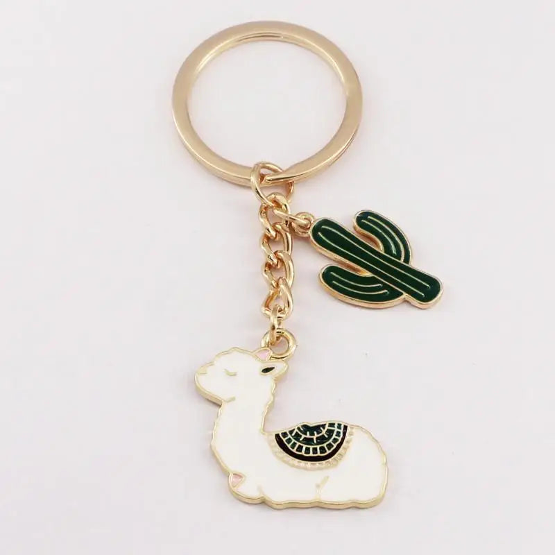 Alpaca and Cactus Keychain Bag Charm
