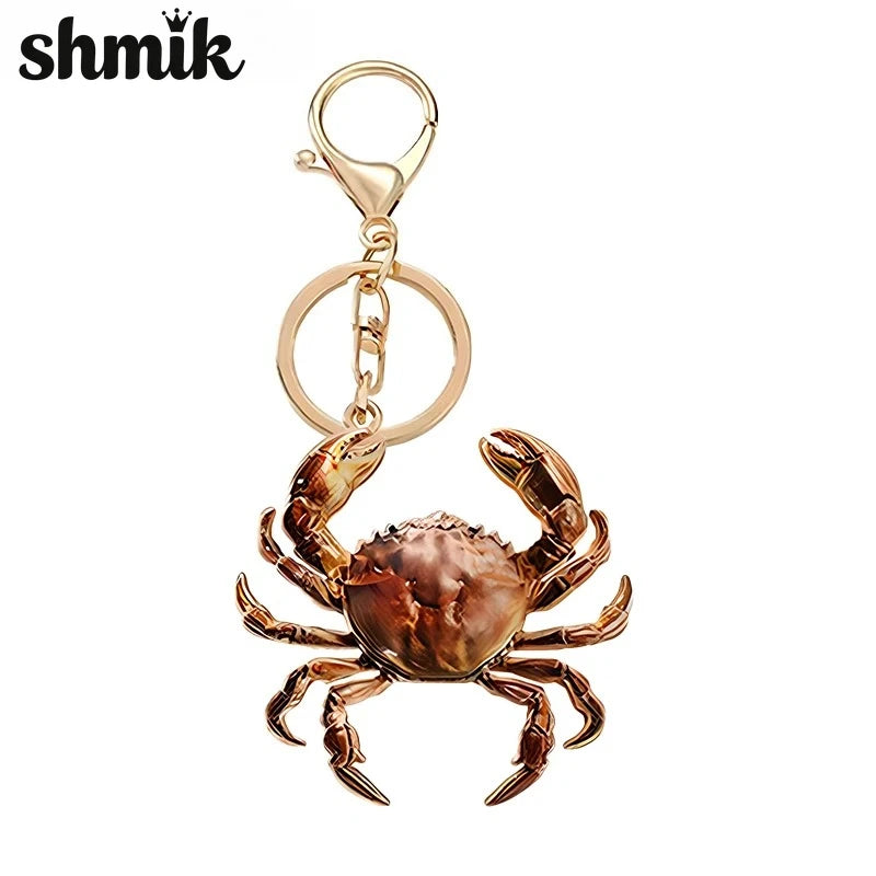 Crab Charm Keychain with Lobster Clasp
