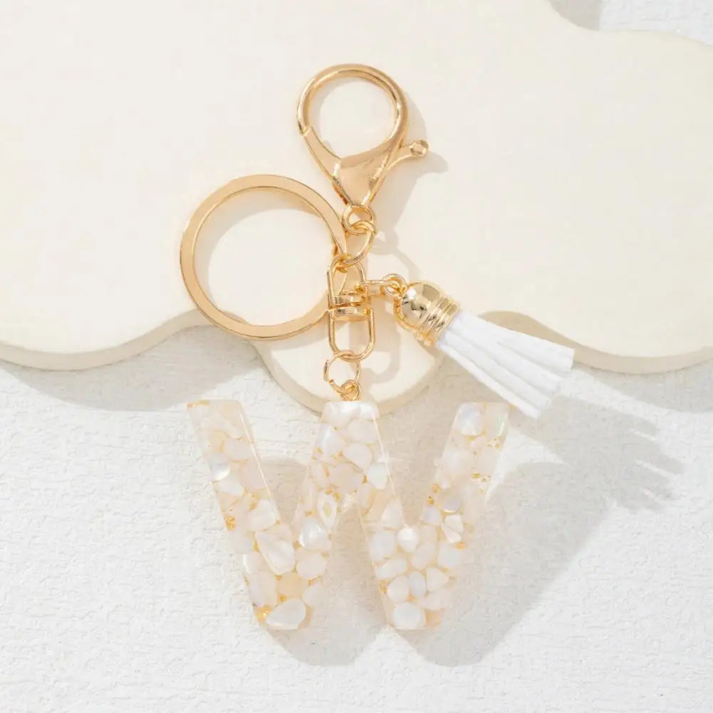 Resin Alphabet Letter Keychain with Tassel