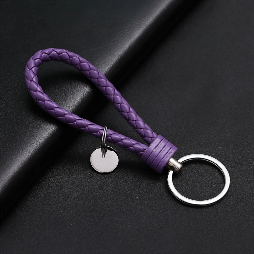 Braided PU Leather Keychain with O-Ring Buckle