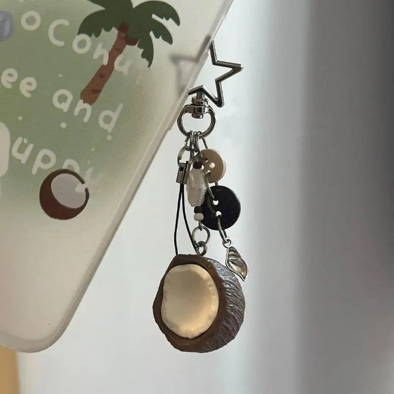 Beaded Coconut and Starfish Bag Charm