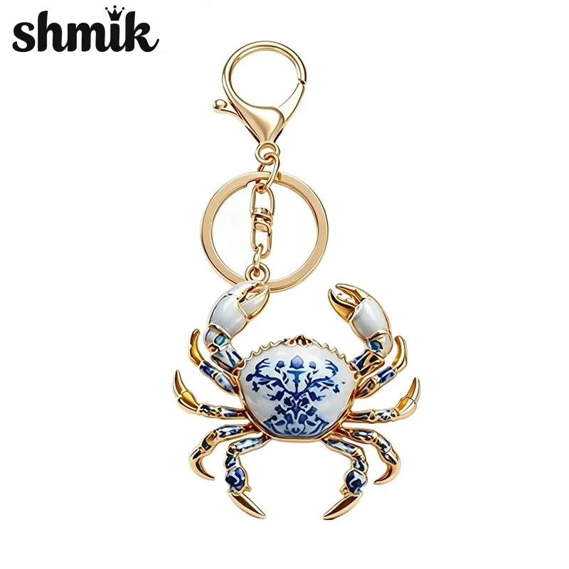 Crab Charm Keychain with Lobster Clasp