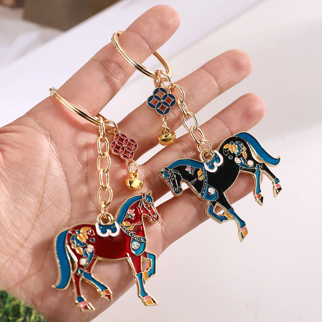 Cute Enamel Horse Keychain Pendant pet Enamel Keyring Women Bag Jewelry gifts