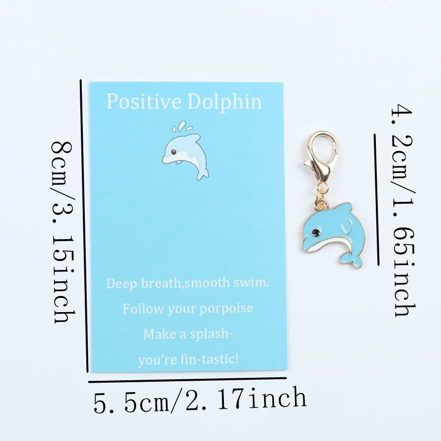 Zinc Alloy Dolphin Keychain and Card Set