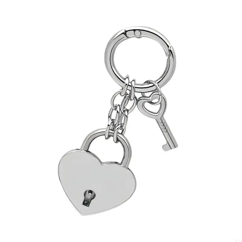 Heart Padlock Bag Charm with Working Key