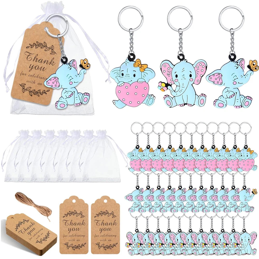 Elephant Keychain Favor Set for 12 Guests