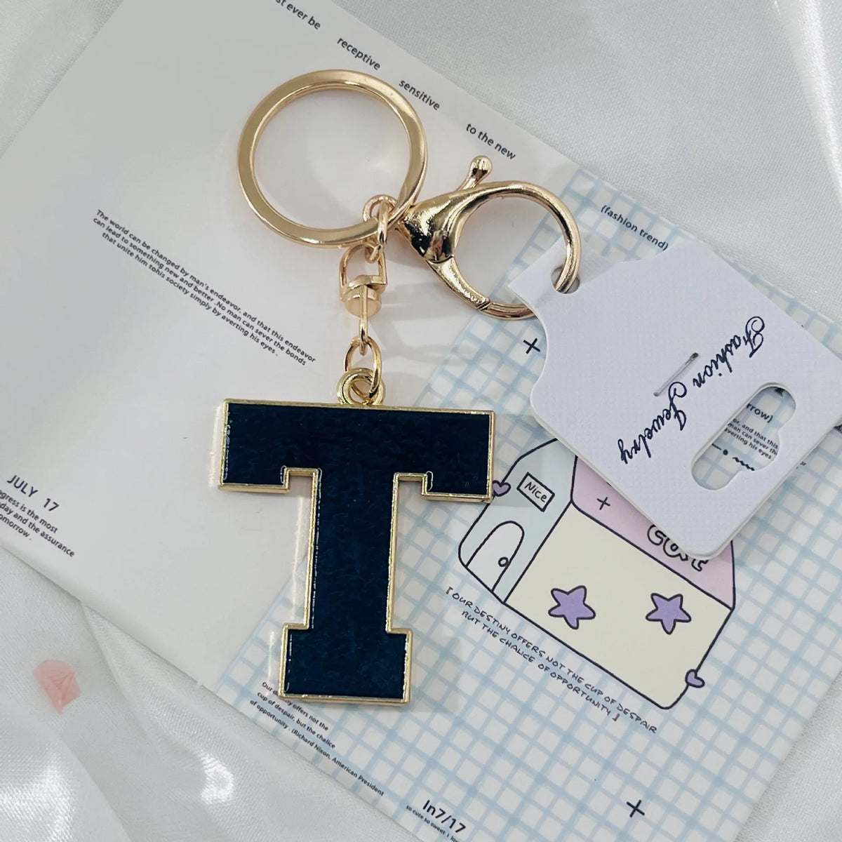 Enamel 26 Alphabet Letter Keychain Pendant Versatile Portable Letter Keyring Charm Decor for Bracelet Necklace Bag Mini Gift