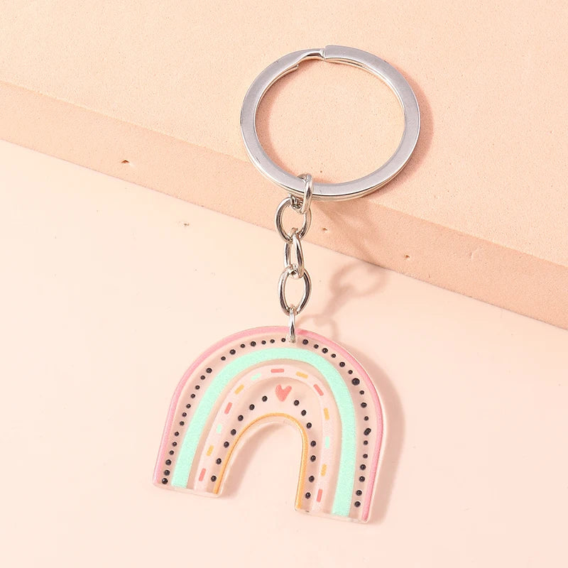 Rainbow Charm Keychain with Gold-Tone Hardware