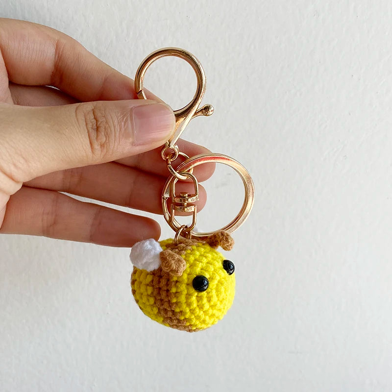 Hand-Crocheted Bee Charm Keychain