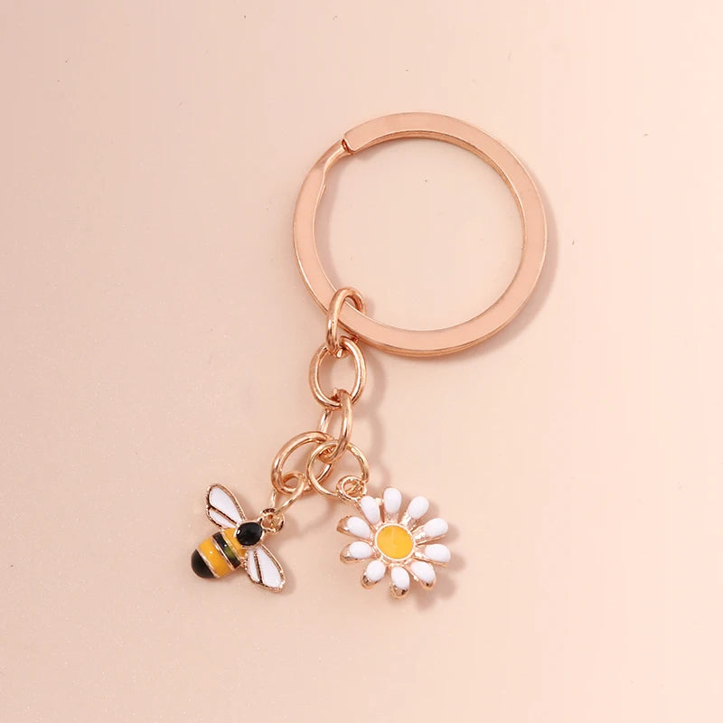 Rainbow Charm Keychain with Gold-Tone Hardware