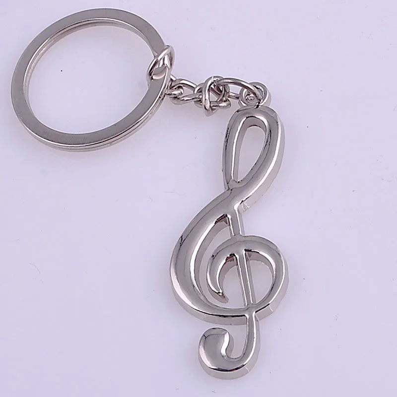 Silver-Plated Guitar Keychain
