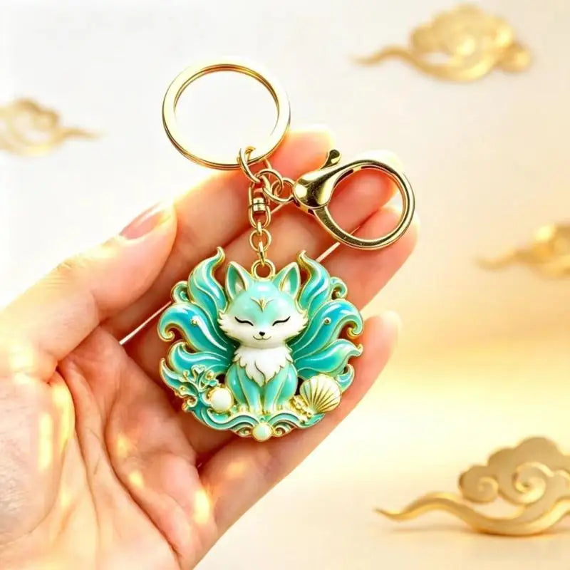 Decorative Charm Keychain with Gold-Tone Hardware