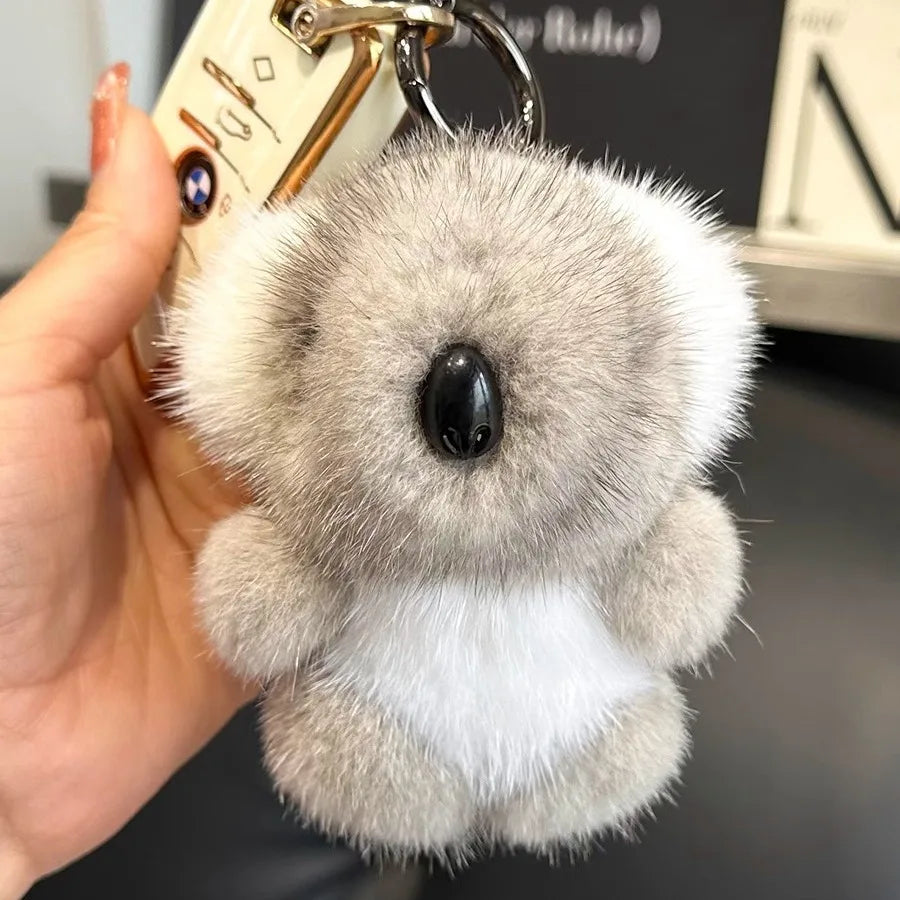 Koala Fur Bag Charm with Spring-Gate Ring