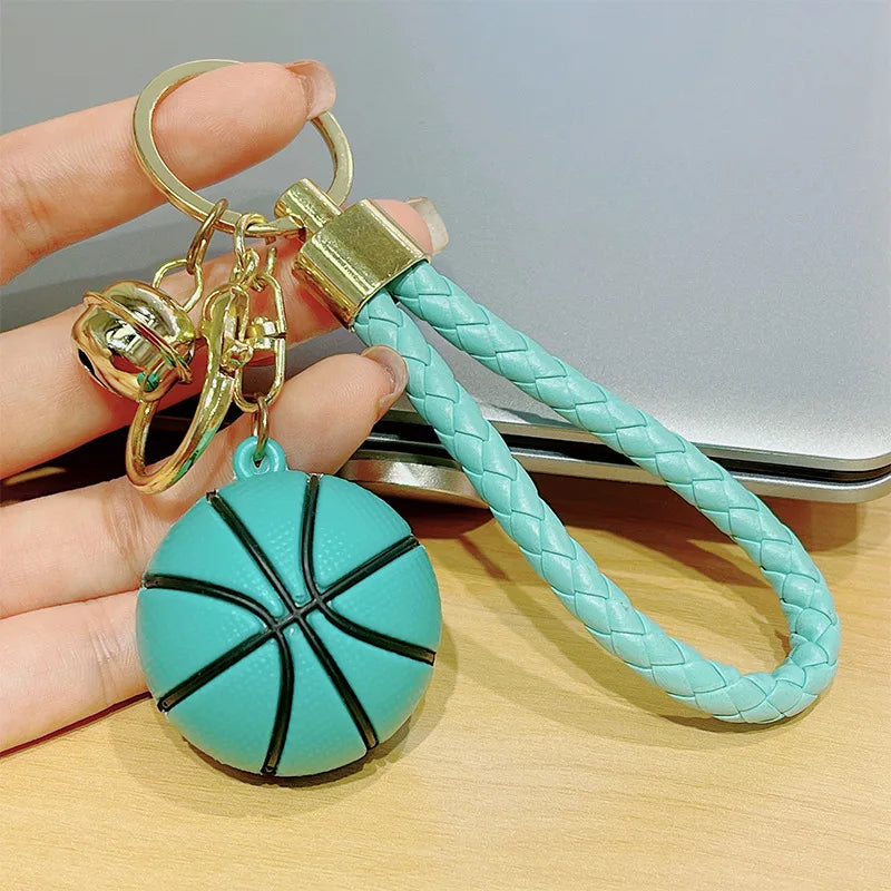 Basketball Keychain with Braided Cord and Bell
