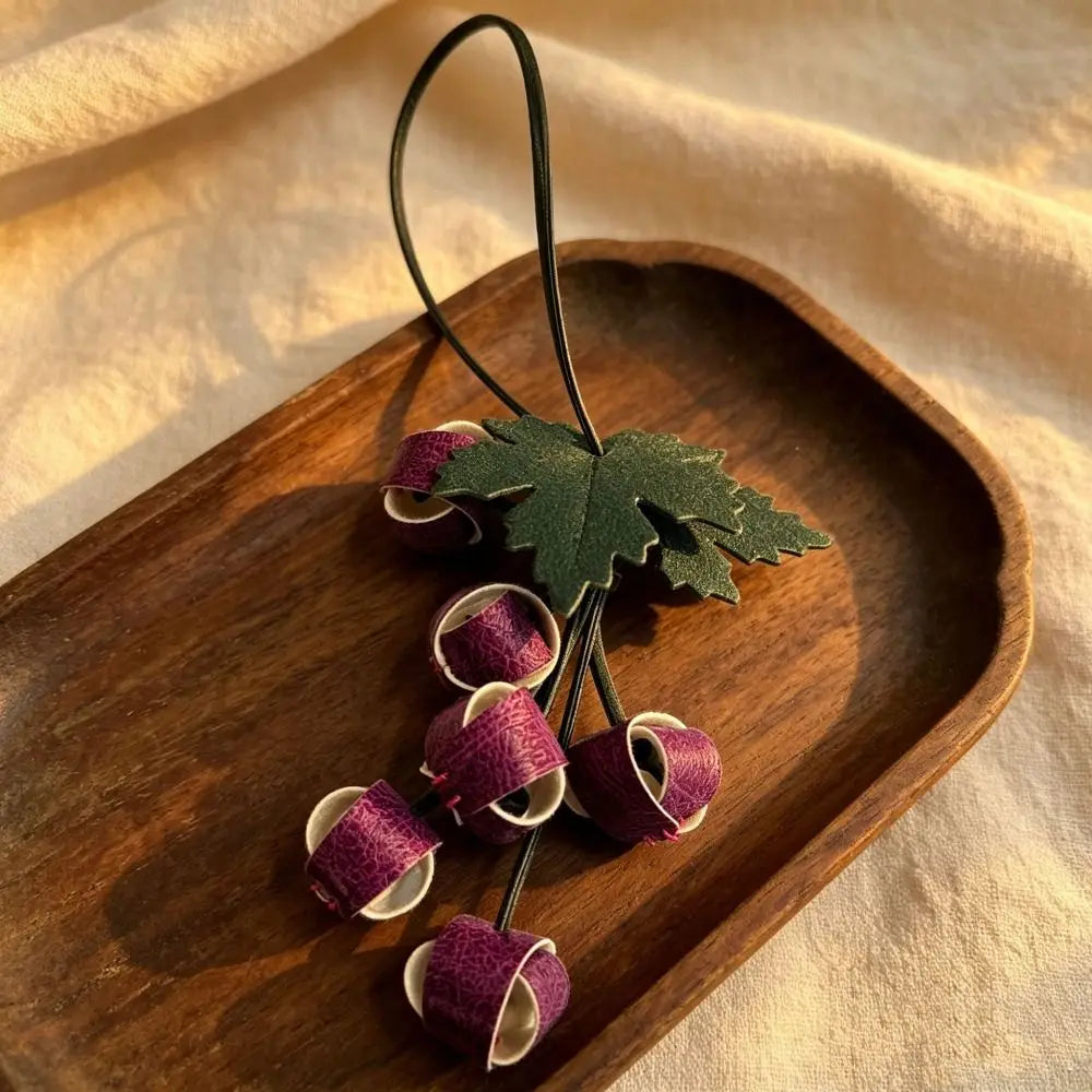 Woven Grape Bag Charm in PU Leather