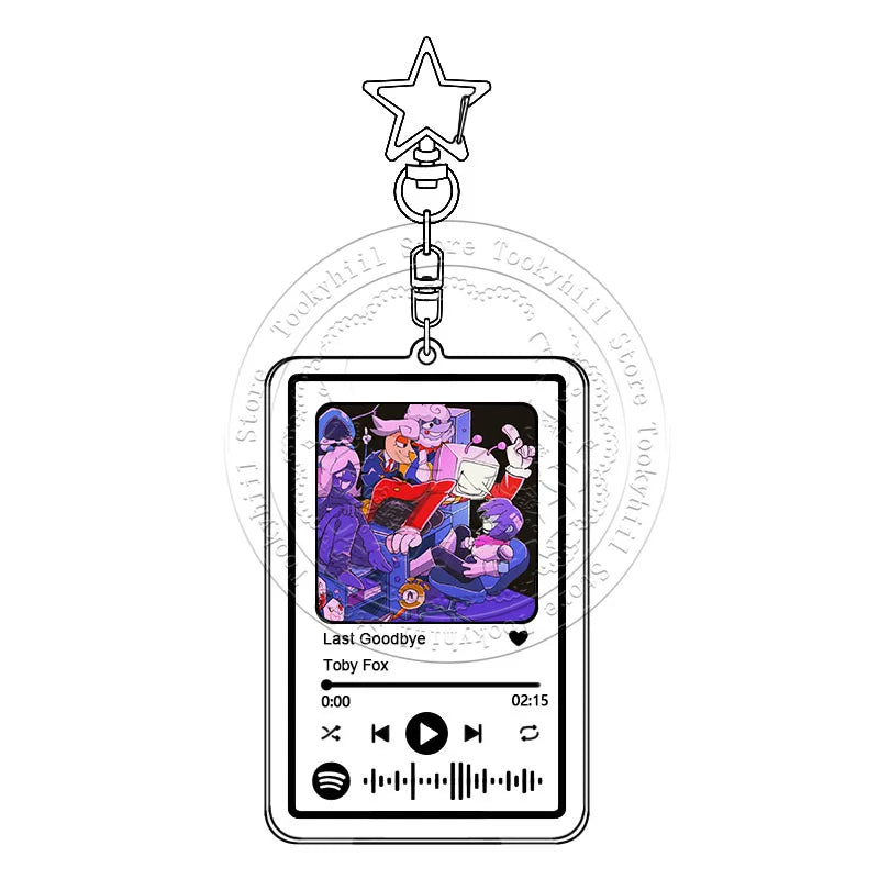 Game-Themed Music-Player Keychain with Star Charm