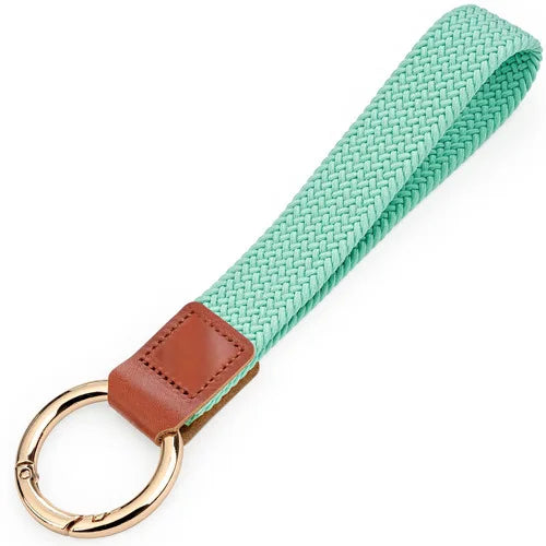 Braided Elastic Wristlet Keychain with Split Ring