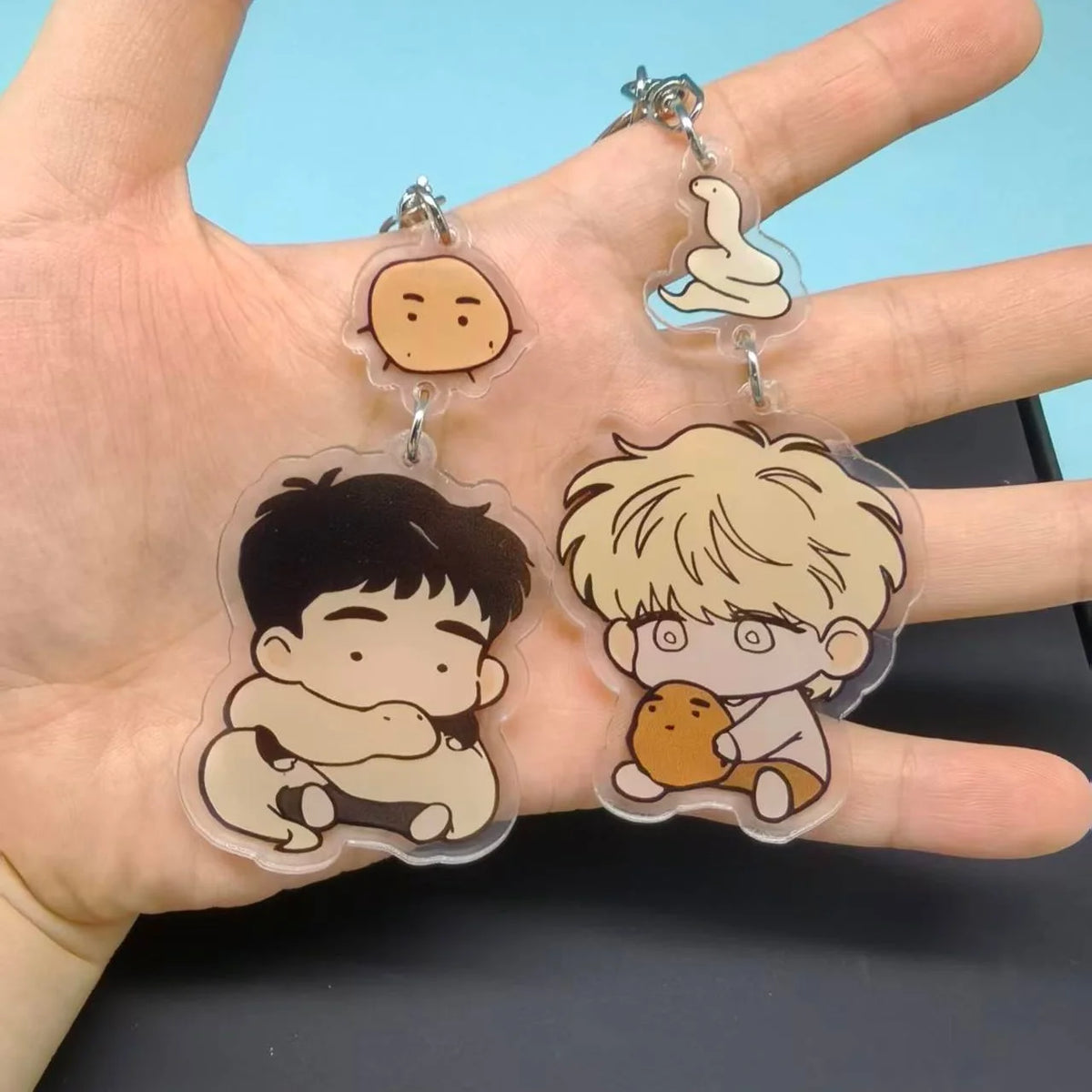 The Sacred Serpent's Seduction Acrylic Keychain Korean BL Manhwa Taesun Geumryang Q Version Keyring Potato Snake Bag Pendant 2pc
