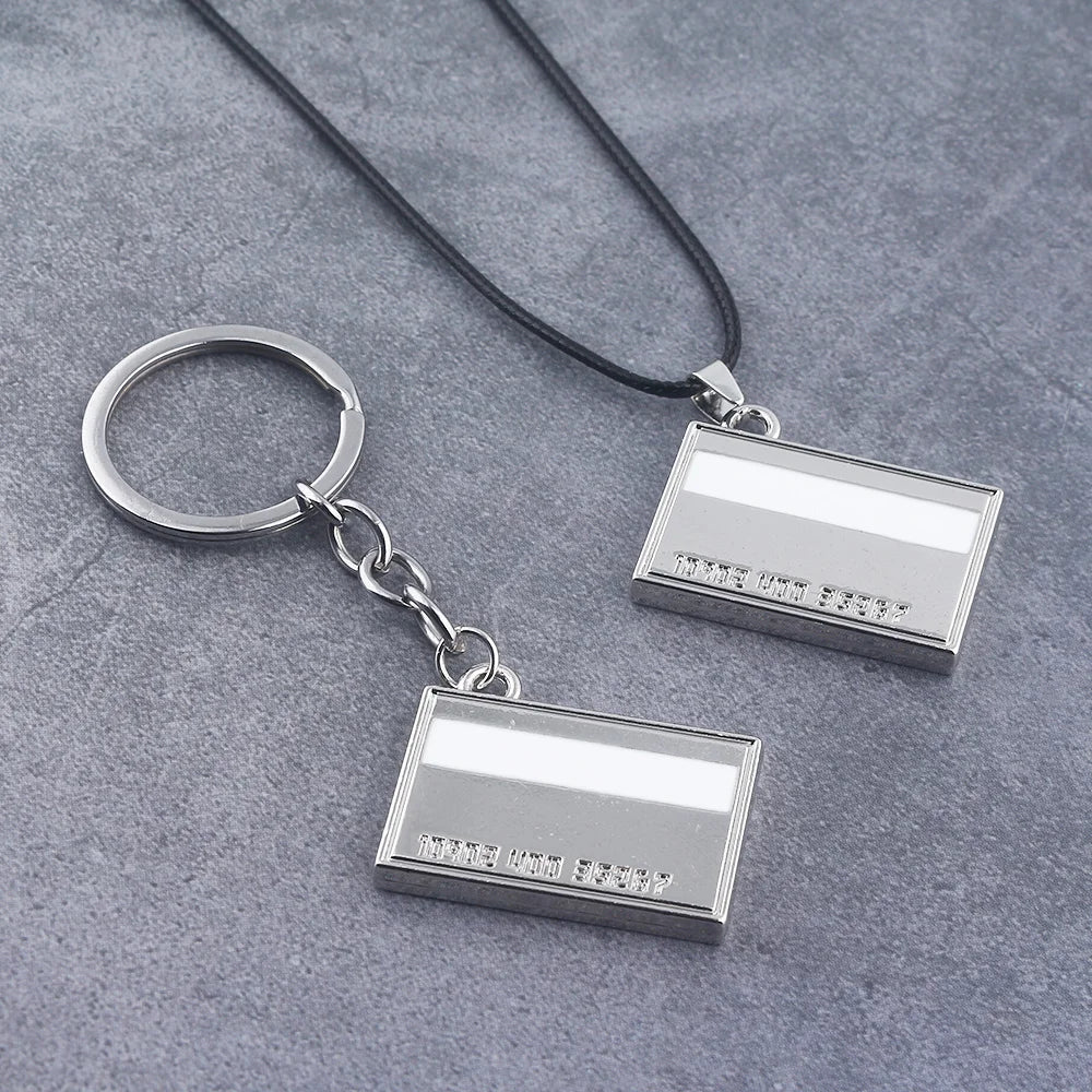 Hunter License Pendant Keychain in Antique Silver