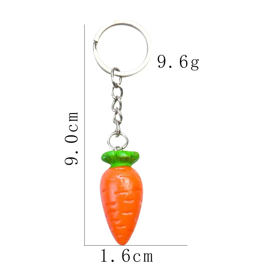 Carrot Charm Keychain with Silver-Tone Split Ring