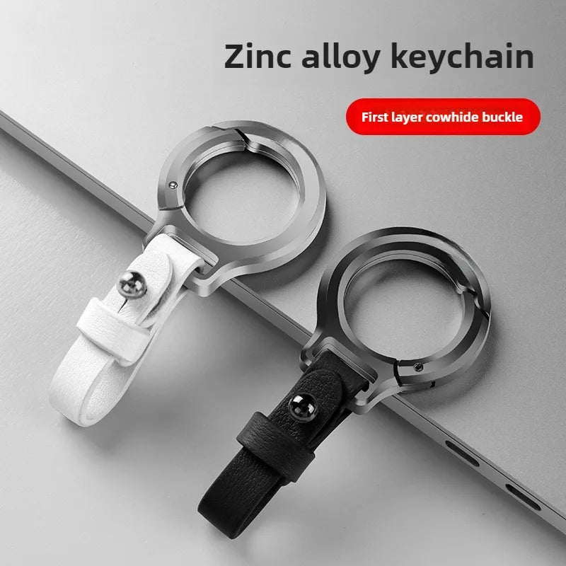Classic Leather and Metal Car Keychain
