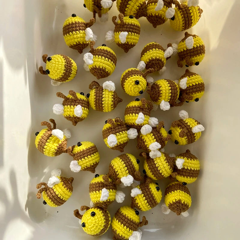 Handmade Crocheted Bee Keychain with Clasp