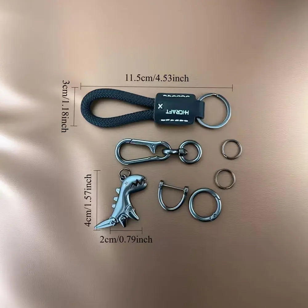 Little Dinosaur Keychain with Leather Cord