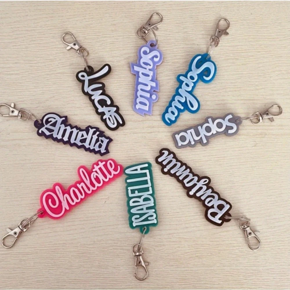 Custom Acrylic Name Keychain with Zinc Alloy Clasp