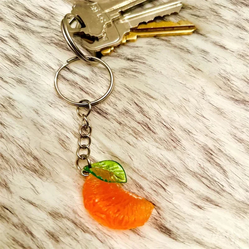 Realistic Tangerine Slice Resin Keychain