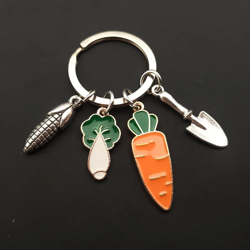 Gardener Charm Keychain in Antique Silver Finish