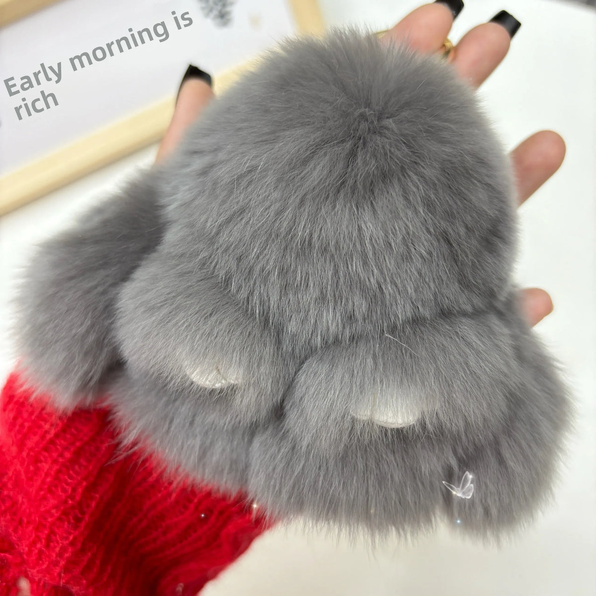 Plush Rabbit Bag Charm with Gold-Tone Ring Clasp